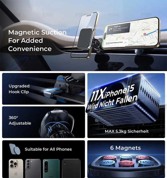 هاتف سيارة مغناطيسي للغاية مثبت بحامل سيارة  . Ultra-thin Magnetic Car Phone Mount Holder Magnetic