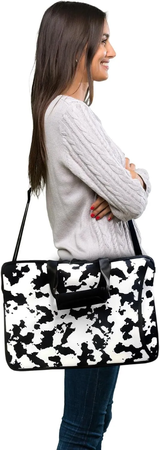 13-15 Inch Cow Print Laptop Bag Case, Water-Resistant Neoprene Notebook Computer Tablet Briefcase Carrying Bag