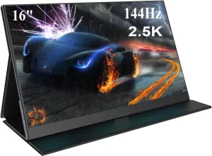 16" 2.5K 144Hz Portable Gaming Monitor - HDR Eye Careful , 100% sRGB 2560x1600 Ultra-clear IPS HDR Portable Monitor for Laptop with Built-in Speakers,External Second Screen for PC Phone Game Console