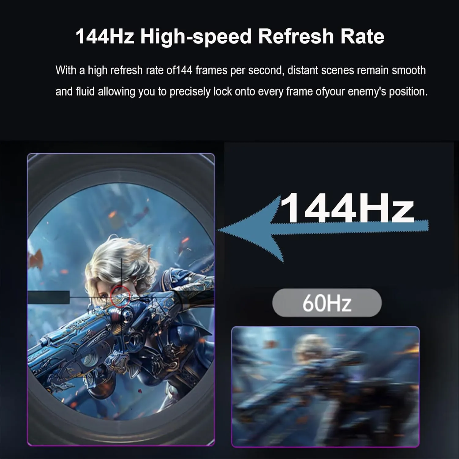16" 2.5K 144Hz Portable Gaming Monitor - HDR Eye Careful , 100% sRGB 2560x1600 Ultra-clear IPS HDR Portable Monitor for Laptop with Built-in Speakers,External Second Screen for PC Phone Game Console