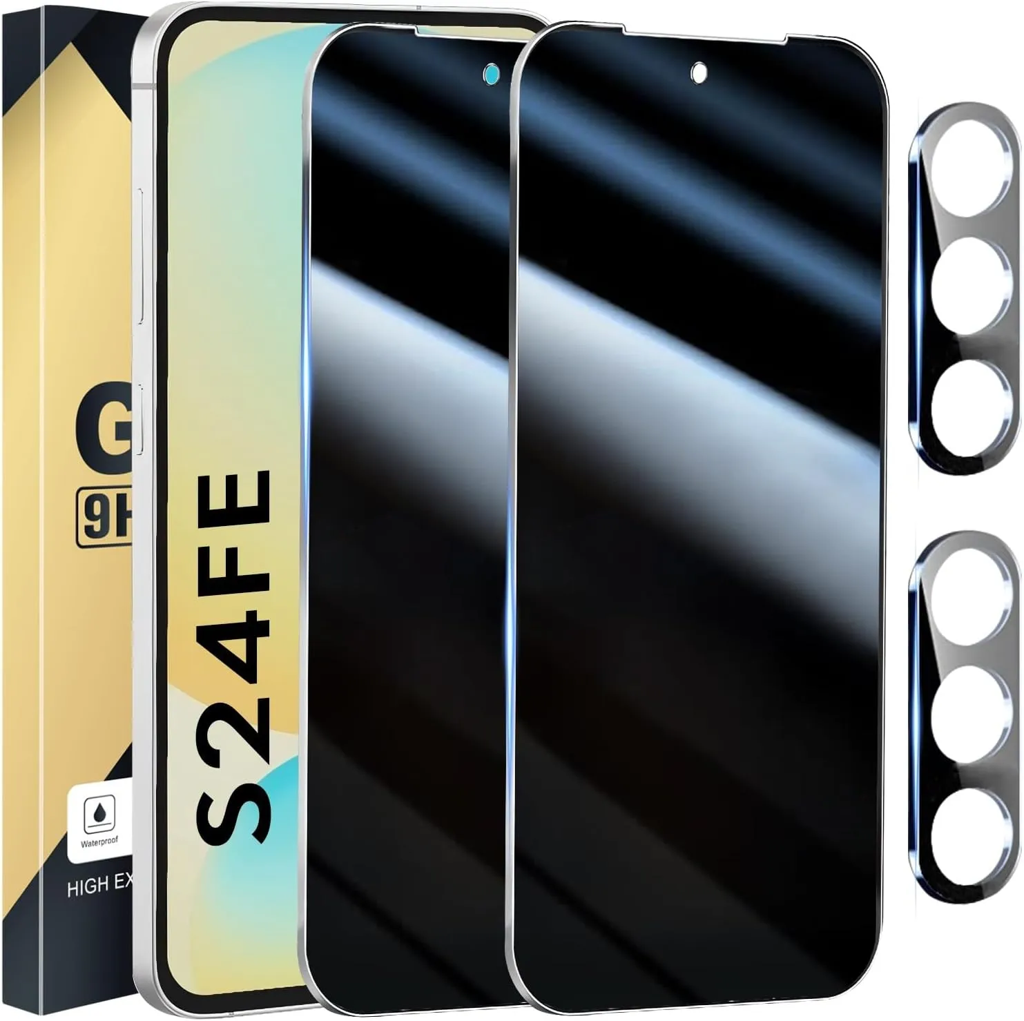 2 2 Pack Privacy Screen Protector Compatible with Galaxy S24 FE 5G - 2 Tempered Film   2 Camera Lens Glass - High Clarity - Bubble Free - Anti-Spy Protection - Anti-Shatter