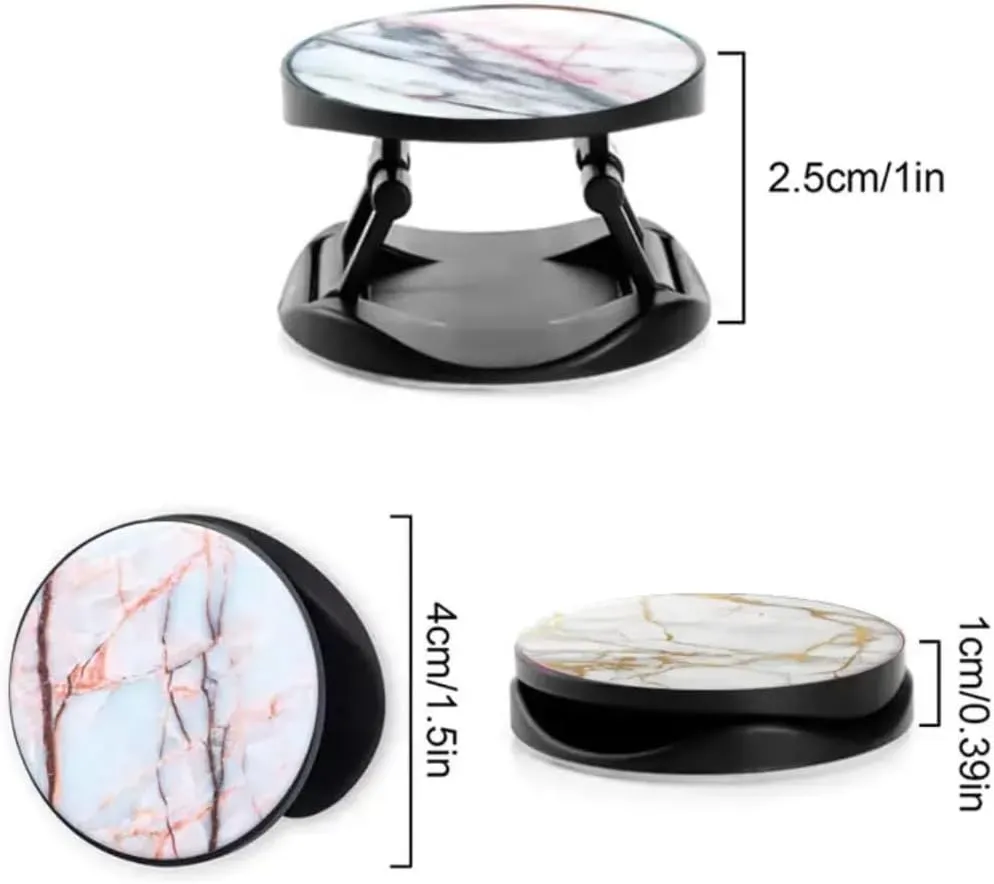 2-Pack Collapsible Phone Grip Holder Stand - Premium Quality with Expanding Socket for Secure Grip and Comfortable Use [black/pink marble]
