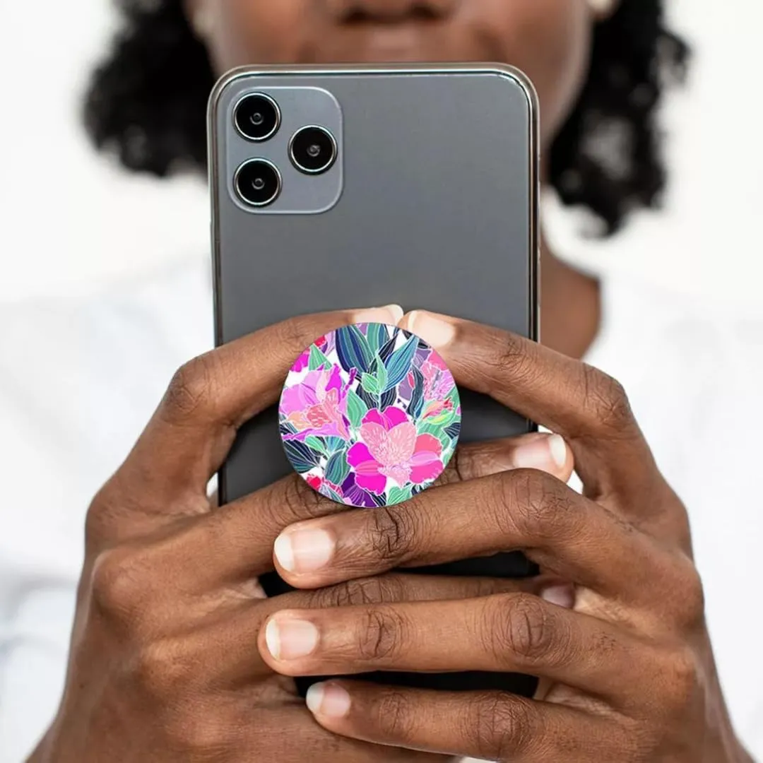 2-Pack Collapsible Phone Grip Holder Stand - Premium Quality with Expanding Socket for Secure Grip and Comfortable Use [black/pink marble]