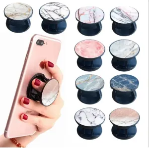 2-Pack Collapsible Phone Grip Holder Stand - Premium Quality with Expanding Socket for Secure Grip and Comfortable Use [black/pink marble]