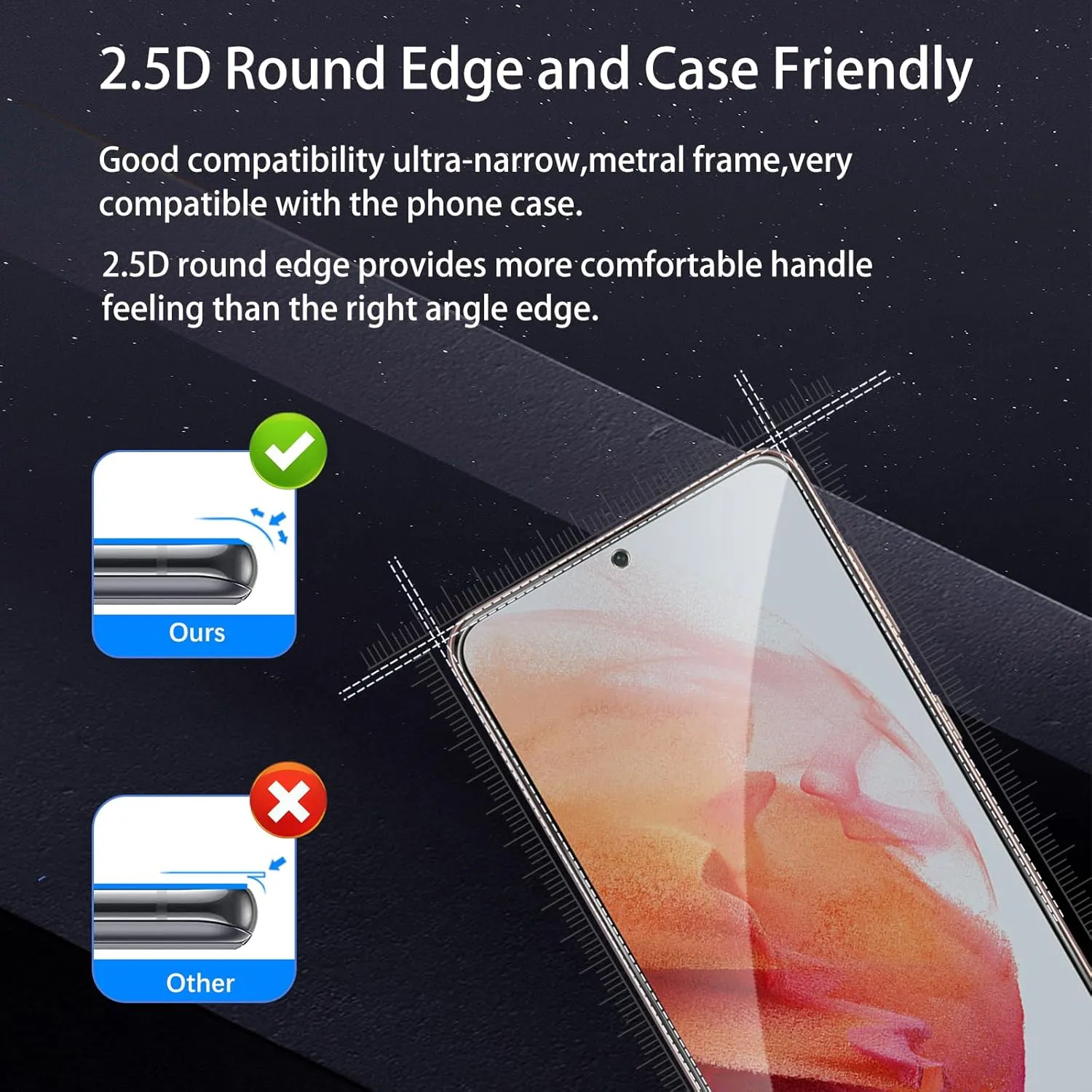2 Pack Privacy Screen Protector for Samsung Galaxy S21 with 2 Pack Camera Lens Protector, HD Clear Tempered Glass Film, Anti Spy, Anti Scratch, 9H Hardness, Touch Sensitive, Bubble Free