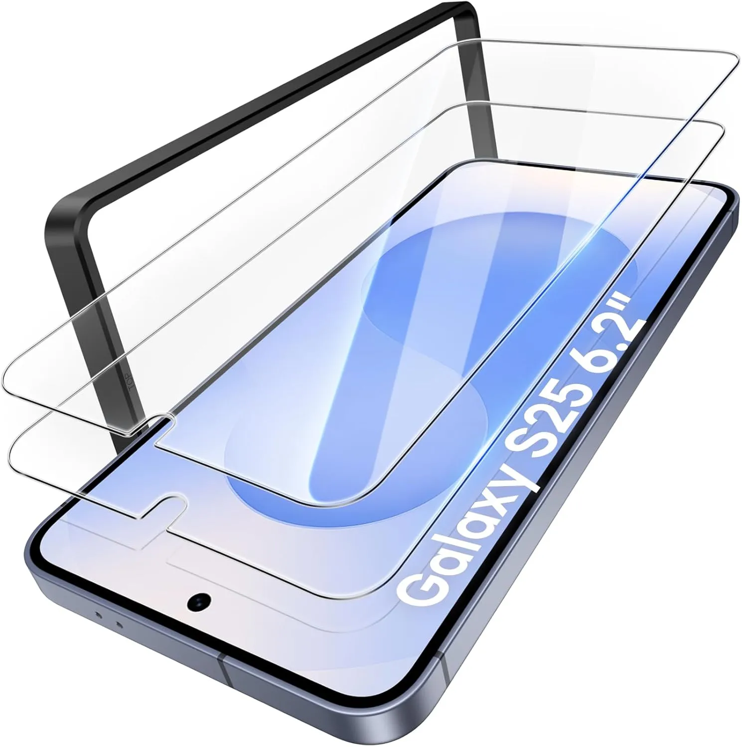 2 Pack Screen Protector for Samsung Galaxy S25, Military Grade Shatterproof [9H Hardness], Full Coverage Fit HD Tempered Glass Durable Screen Protector for Galaxy S25 6.2"