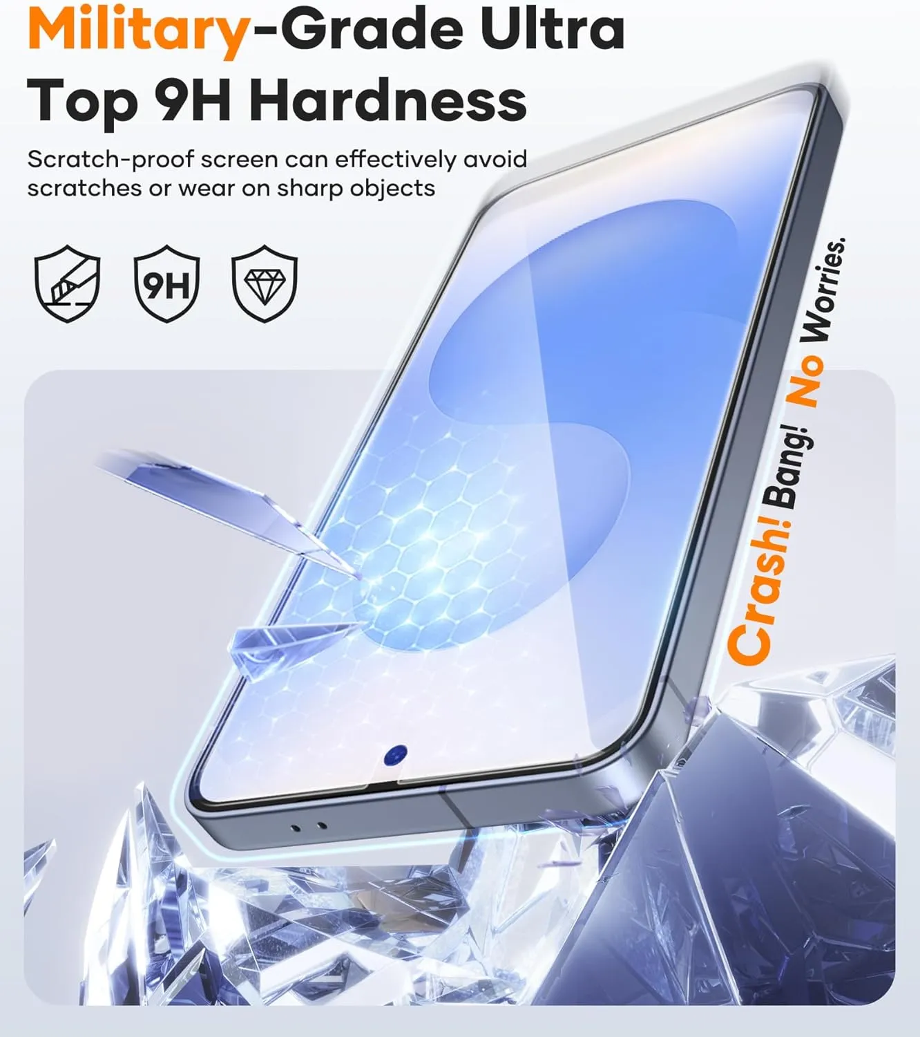 2 Pack Screen Protector for Samsung Galaxy S25, Military Grade Shatterproof [9H Hardness], Full Coverage Fit HD Tempered Glass Durable Screen Protector for Galaxy S25 6.2"