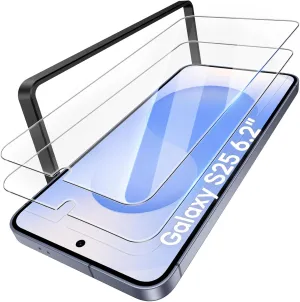 2 Pack Screen Protector for Samsung Galaxy S25, Military Grade Shatterproof [9H Hardness], Full Coverage Fit HD Tempered Glass Durable Screen Protector for Galaxy S25 6.2"
