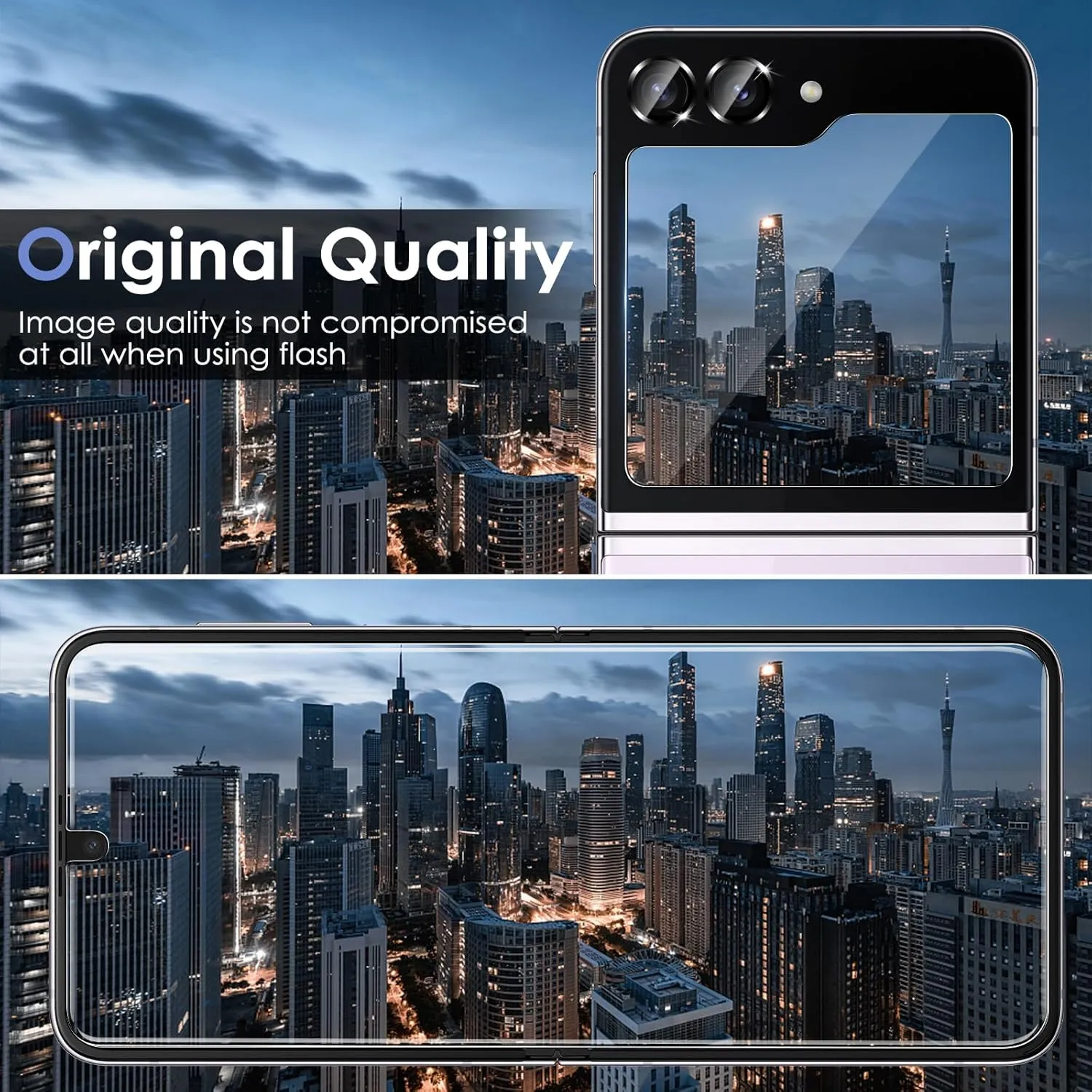 [2 Sets 6 Pack] for Samsung Galaxy Z Flip 5 Privacy Screen Protector, Internal Anti-Spy Film   Outer Privacy Glass Screen Protector   Metal Camera Lens Protector, Anti-Scratch, Anti-Spy