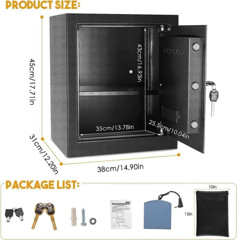 2.2 Cub Safe Box with Digital Combination LED Lock, Secure Storage