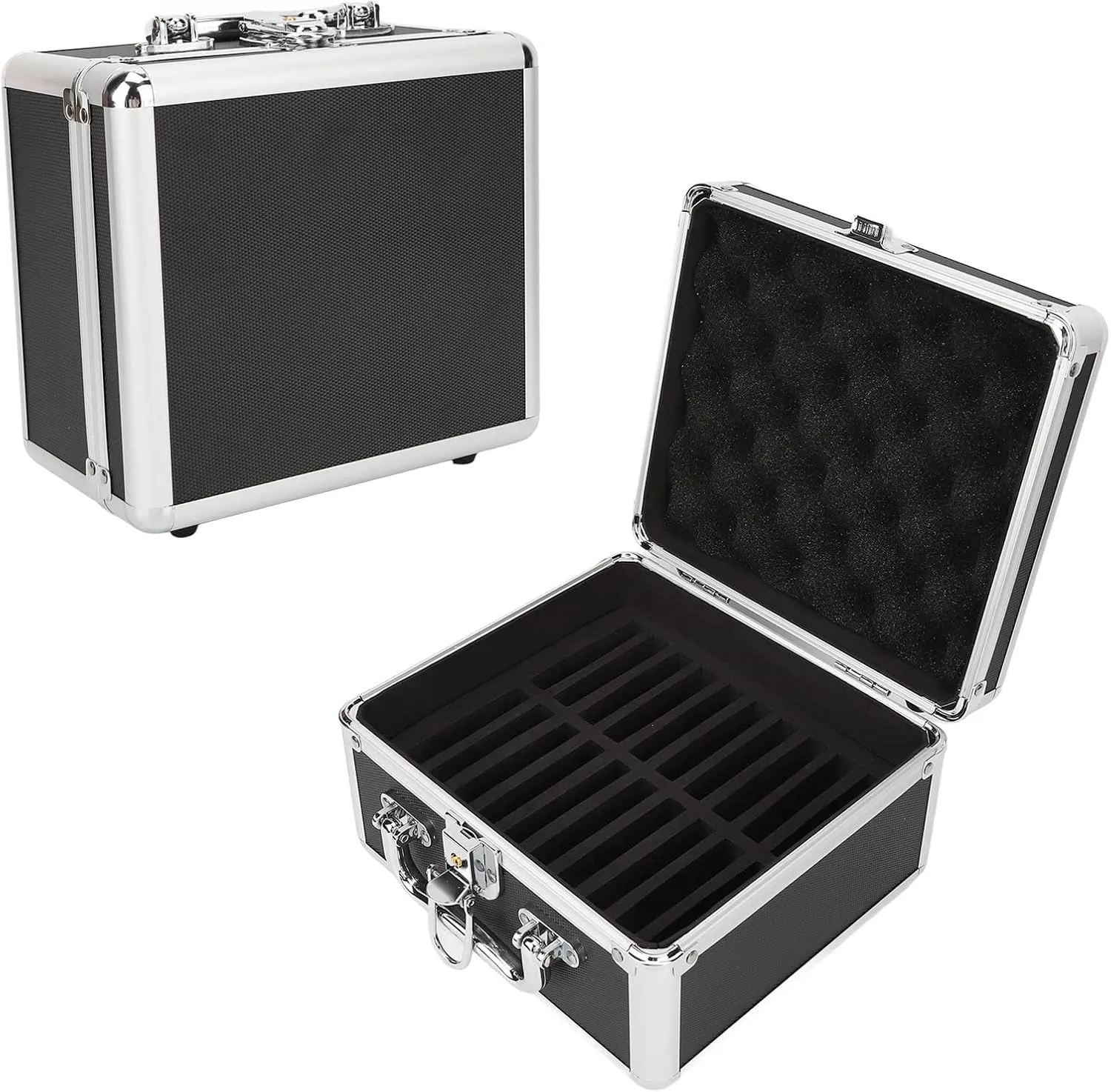 2.5 Inch Hard Drive Storage Box, Hard Drive Storage Box Case with Security Lock, 20 Bays Waterproof External Hard Disk Carrying Case Convenient Handle