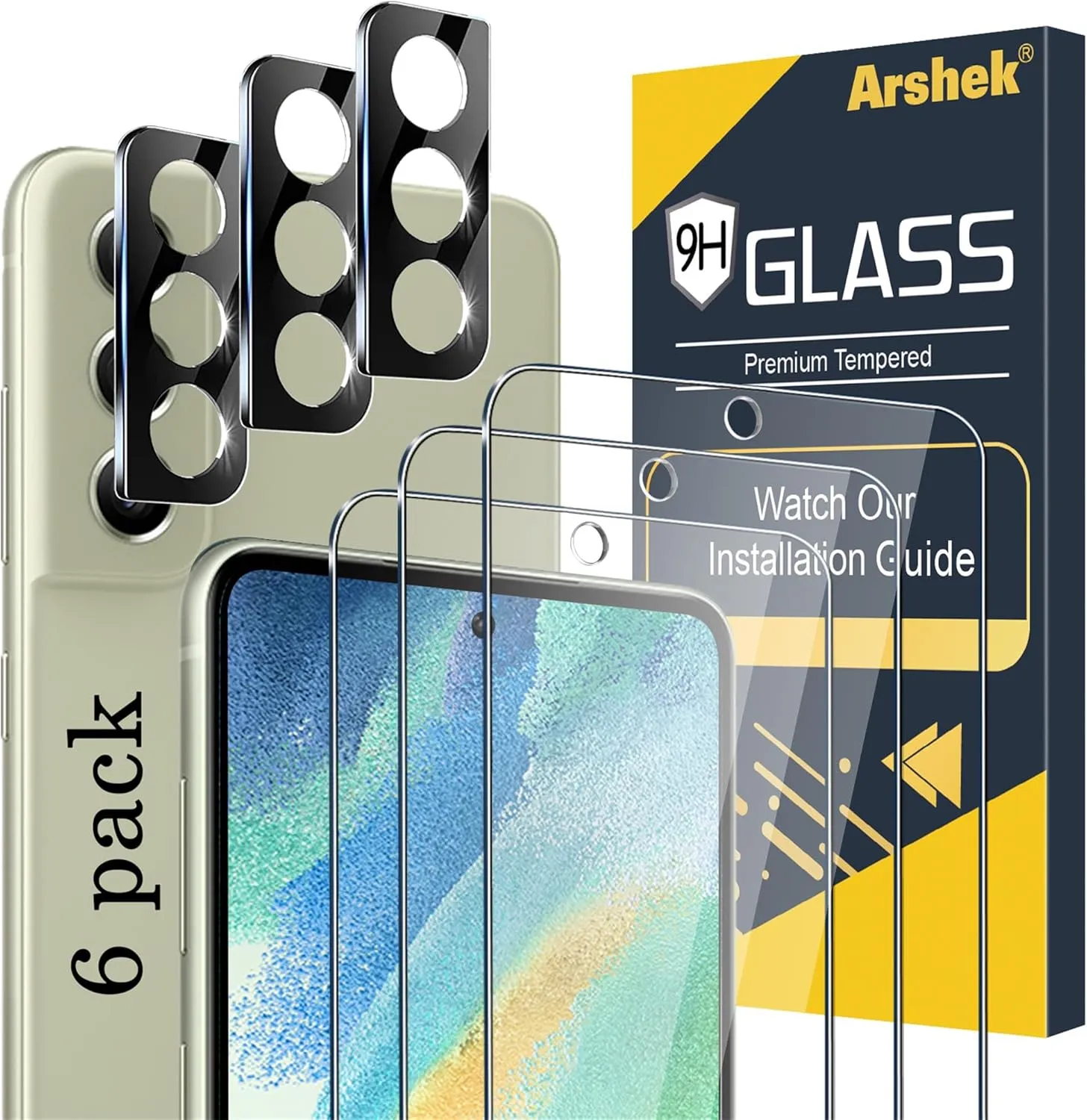 [3 3 Pack] Glass Screen Protector for Samsung Galaxy S21 FE 5G, 9H Tempered Glass, Ultrasonic Fingerprint Support, HD Clear, Anti Scratch