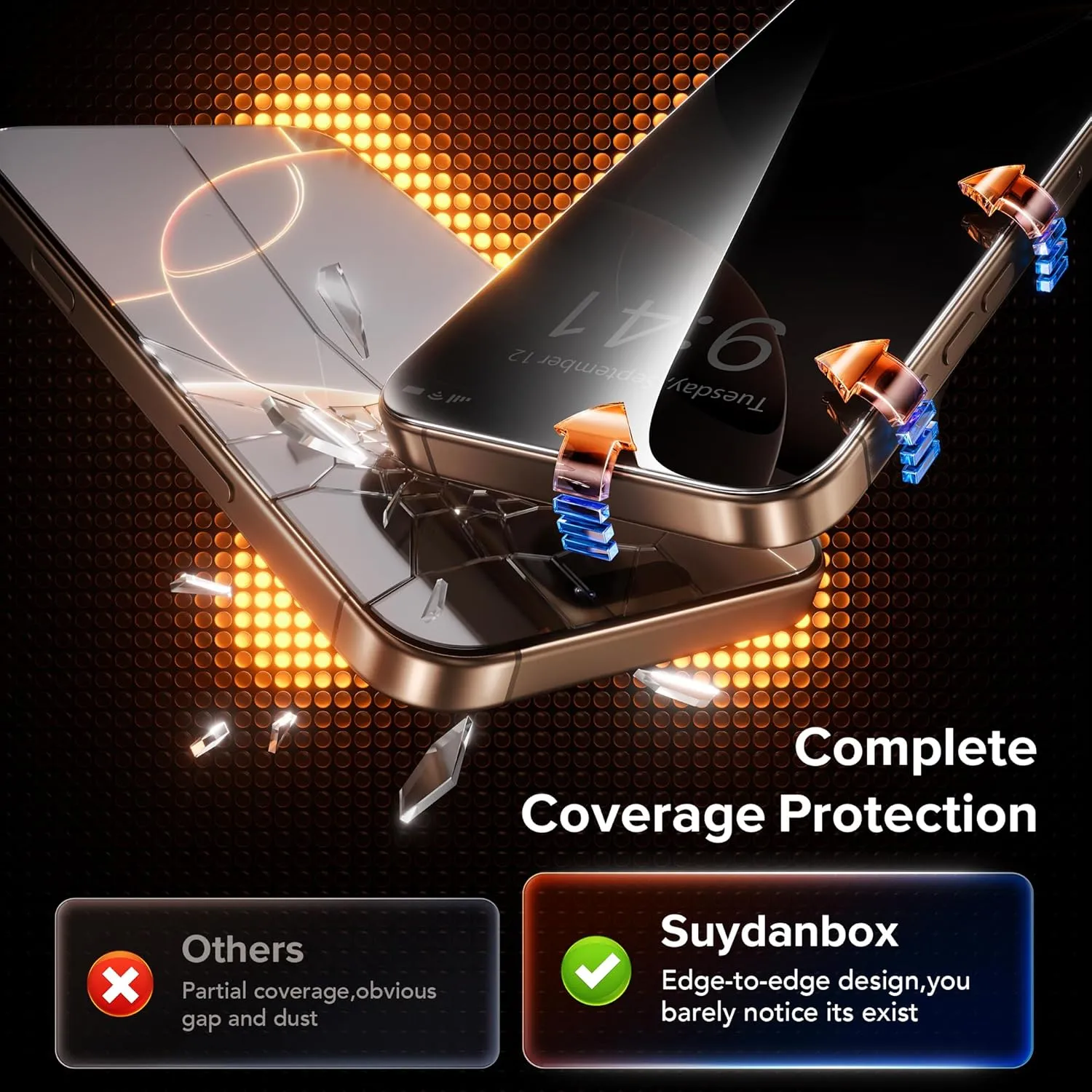 3 Pack Privacy Screen Protector for iPhone 16 Pro Max, [One-Pull Installation] Military-Grade Shatterproof & Ultra Durable 9H Hardness, Anti-Spy Tempered Glass, Bubble-Free, Case Friendly