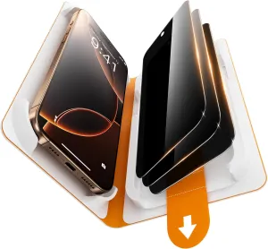 3 Pack Privacy Screen Protector for iPhone 16 Pro Max, [One-Pull Installation] Military-Grade Shatterproof & Ultra Durable 9H Hardness, Anti-Spy Tempered Glass, Bubble-Free, Case Friendly