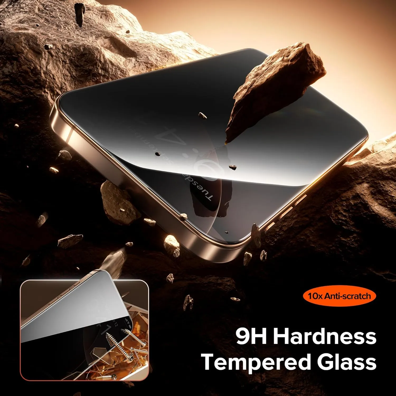 3 Pack Privacy Screen Protector for iPhone 16 Pro Max, [One-Pull Installation] Military-Grade Shatterproof & Ultra Durable 9H Hardness, Anti-Spy Tempered Glass, Bubble-Free, Case Friendly