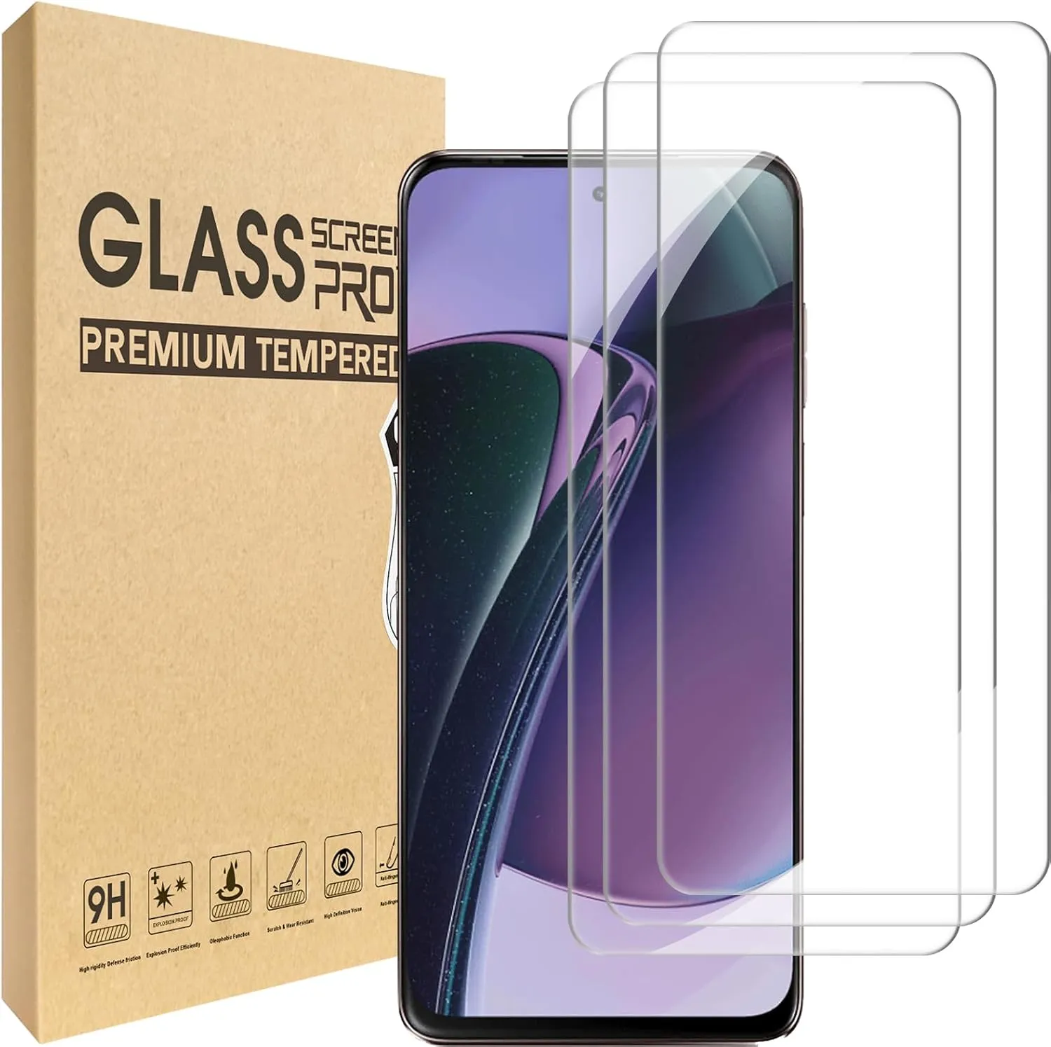 3 Pack Screen Protector for Motorola Moto G 5G(2023) Tempered Glass Screen Protector 9H Hardness, Anti Scratch, Bubble Free