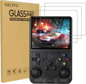 3 Pack Tempered Glass Screen Protectors Compatible with R36S/R35S/RGB20S Handheld Game Console, Anti Scratch, Bubble Free, 9H Hardness