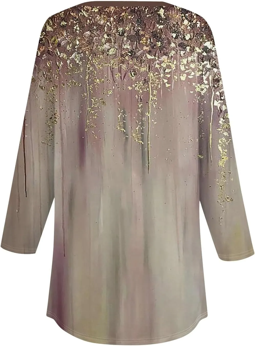 3/4 Length Sleeve Henley Shirts For Women Henley Spring Button Down Tops Baggy V Neck Blouses