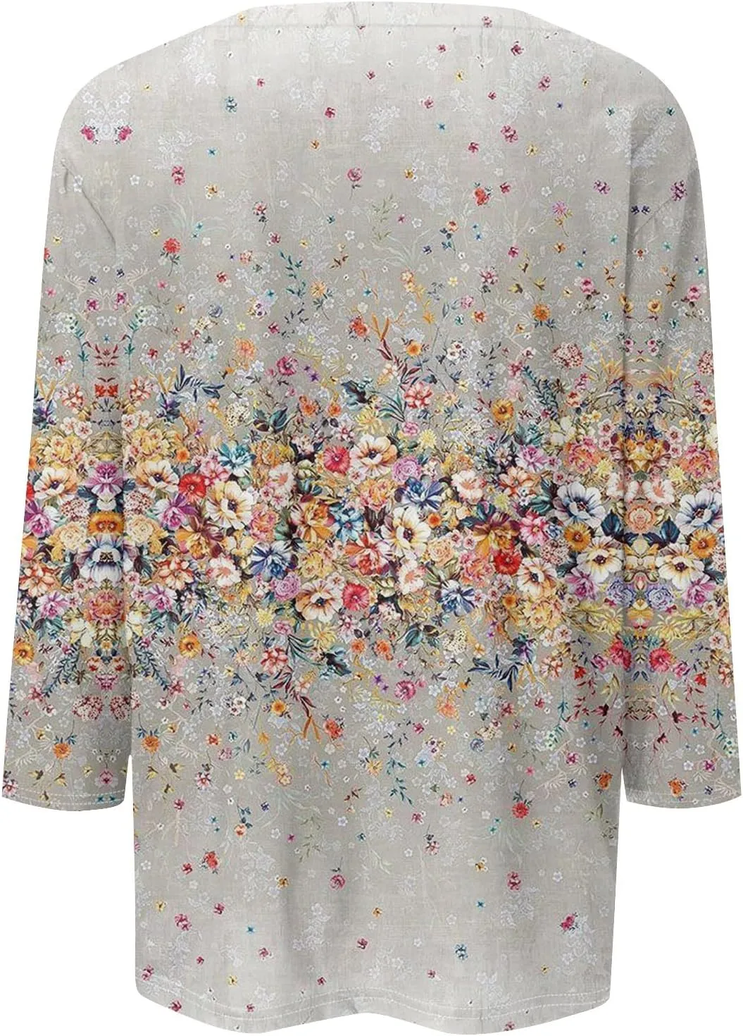3/4 Length Sleeve Shirts for Women Floral Print Tees Blouses Crewneck Loose Casual Plus Size Tops T Shirts