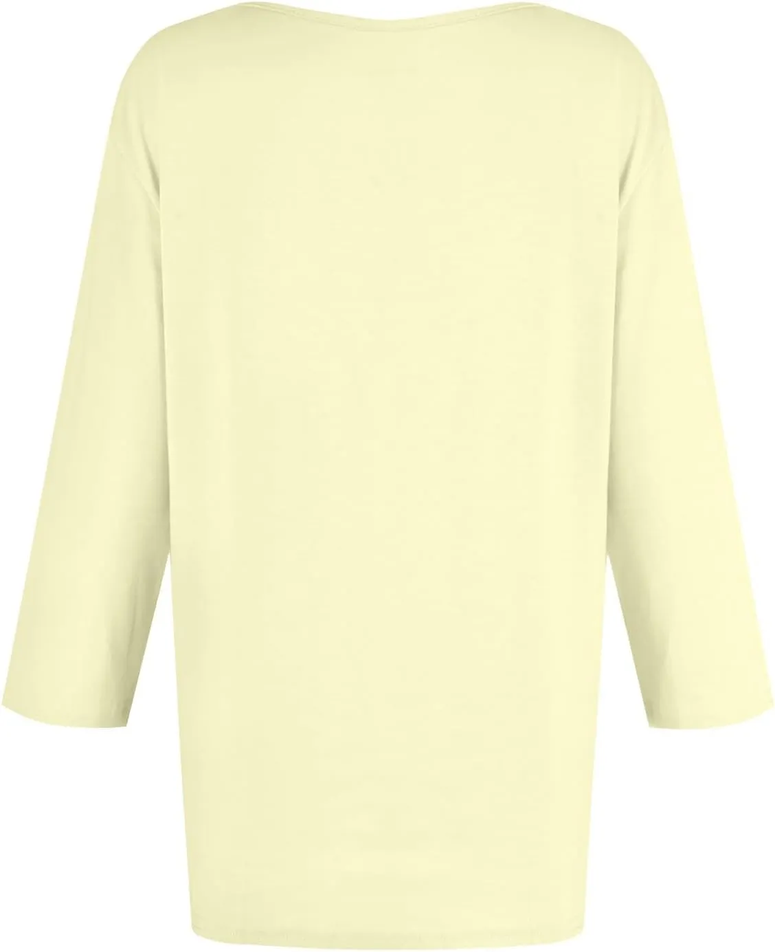 3/4 Sleeve Shirts for Women Round Neck Elbow Length Three Quarter Sleeve Basic Tunic Tops Dressy Casual
