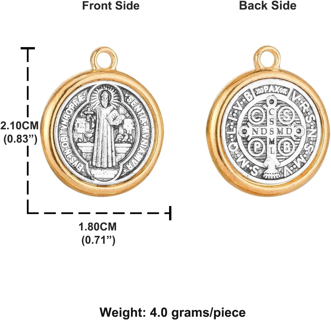 4 Sizes Saint Benedict Medal Pendant Exorcism Charms Protection from Evil Golden Silver Tone Jewelry Making Parts