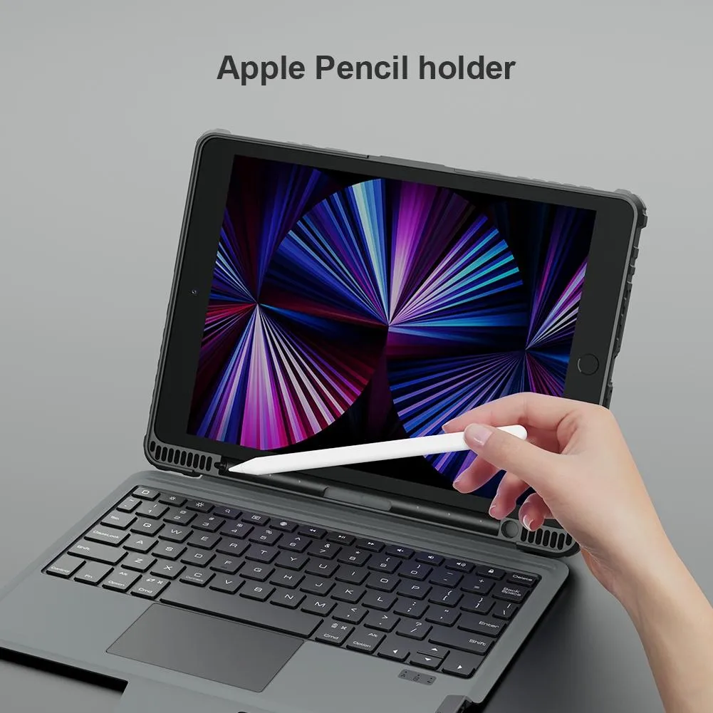 6-Row Keyboard Case For Ipad 10.2 2019 / 2020 / 2021 With Bumper Combo
