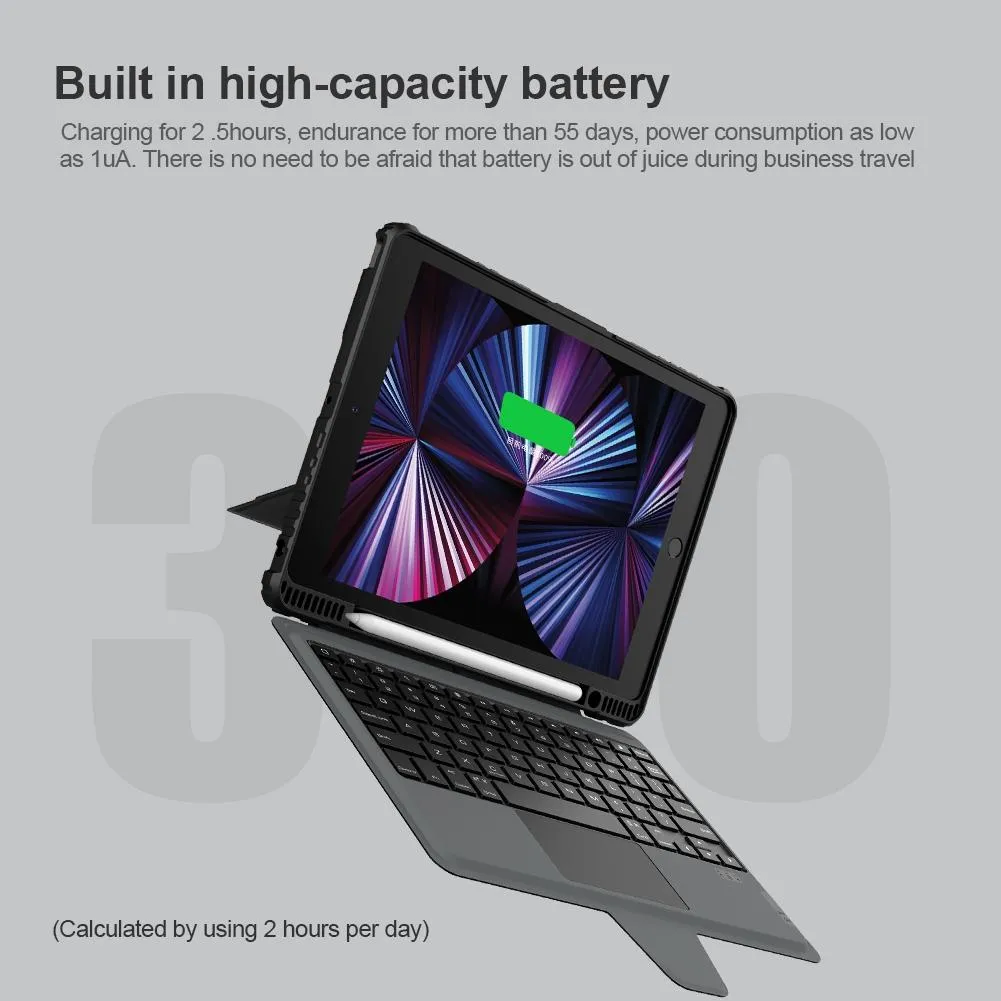 6-Row Keyboard Case For Ipad 10.2 2019 / 2020 / 2021 With Bumper Combo