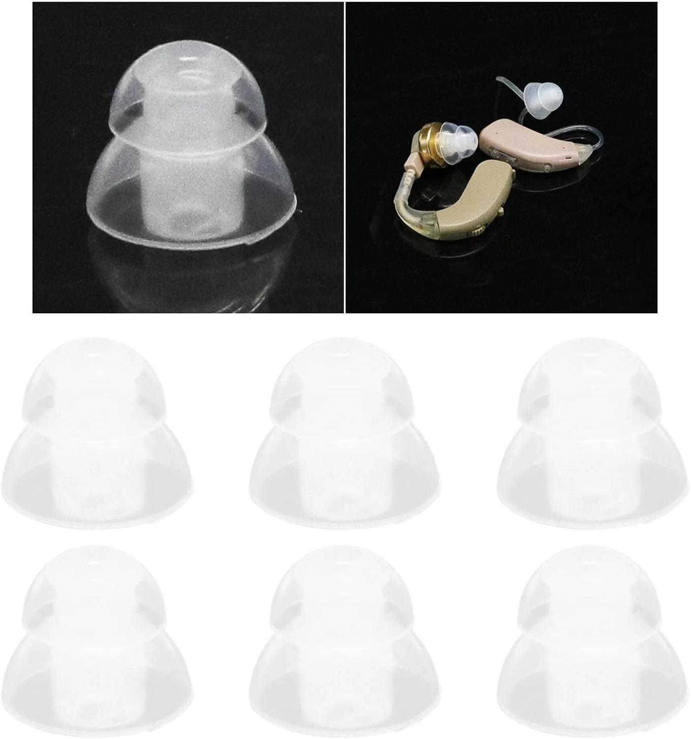 6Pcs Earbuds Tips Cap Earbuds Covers Silicone Ear Tips Soft Replacement Eargels Earpads for in Ear Headphone in Ear Earphones, Clear Inner 2.0mm