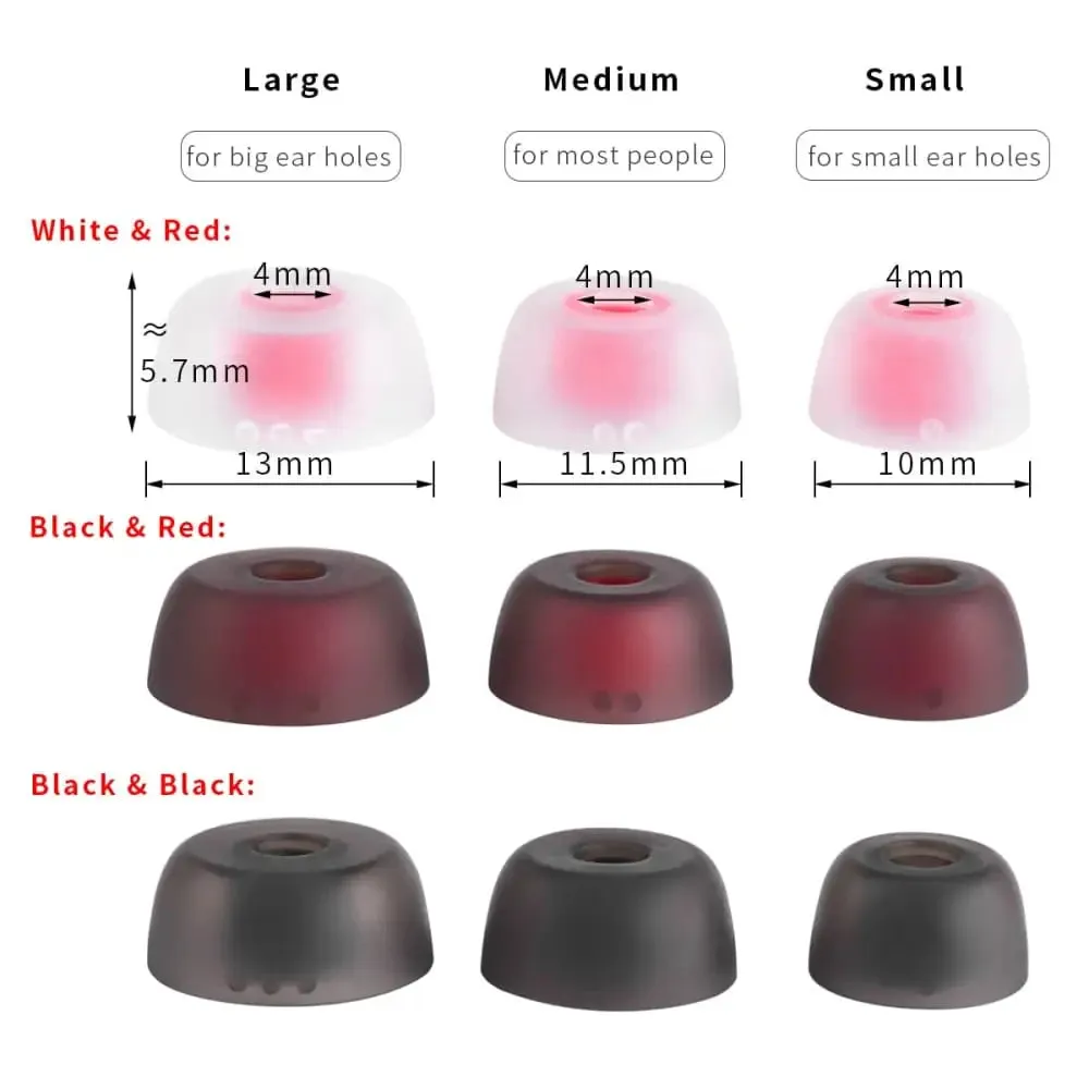 6pcs Silicone Ear Tips for Qcy T1 T13 T2 T5 Qcy T17s E10 Zs10pro, Jabra Elite 75t 65t Earphone Tips