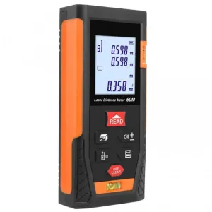 Accurate Laser Distance Meter w/ Battery & Case - 196' Measurement Device