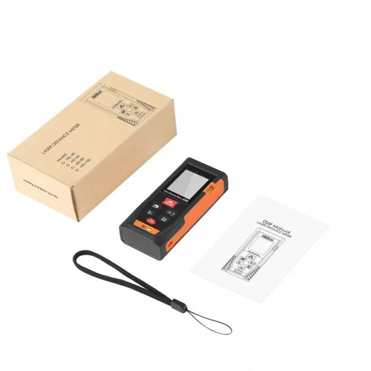 Accurate Laser Distance Meter w/ Battery & Case - 196' Measurement Device
