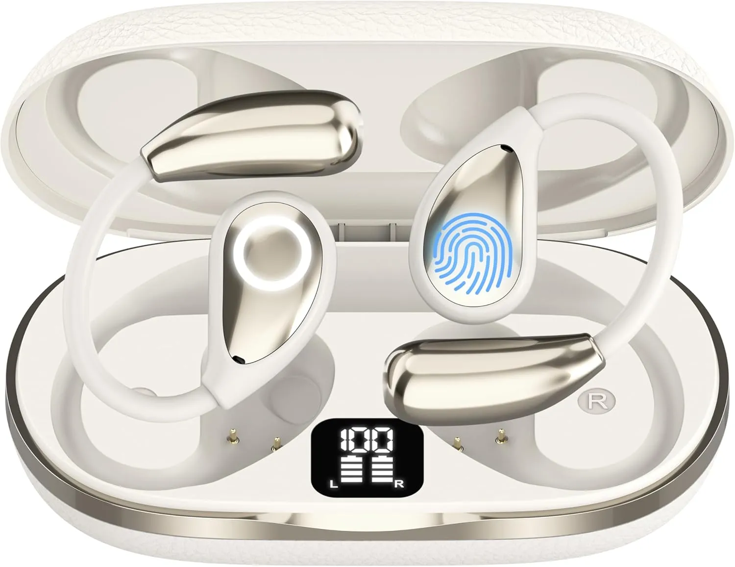 AI Language Translator Earbuds, OWS Real-Time 3-in-1 Translation Earbuds 144 Languages & Accents, Translation Device for Travel Business LearningMilky White