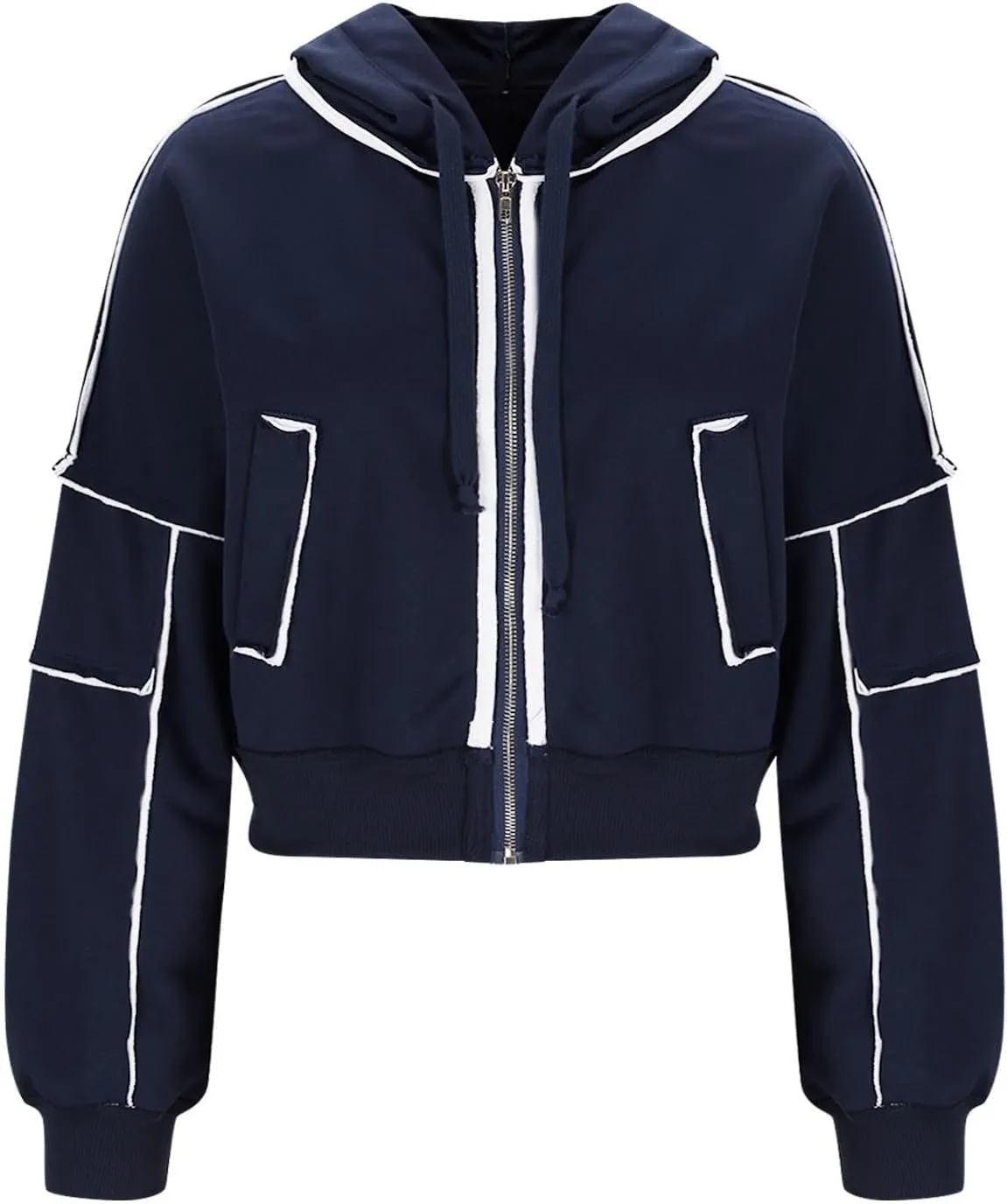 Akklian Zip Up Hoodies for Women Fashion Cropped Sweatshirt Fleece Lined Y2K Fall Teen Girls Preppy Clothes Casual Jackets