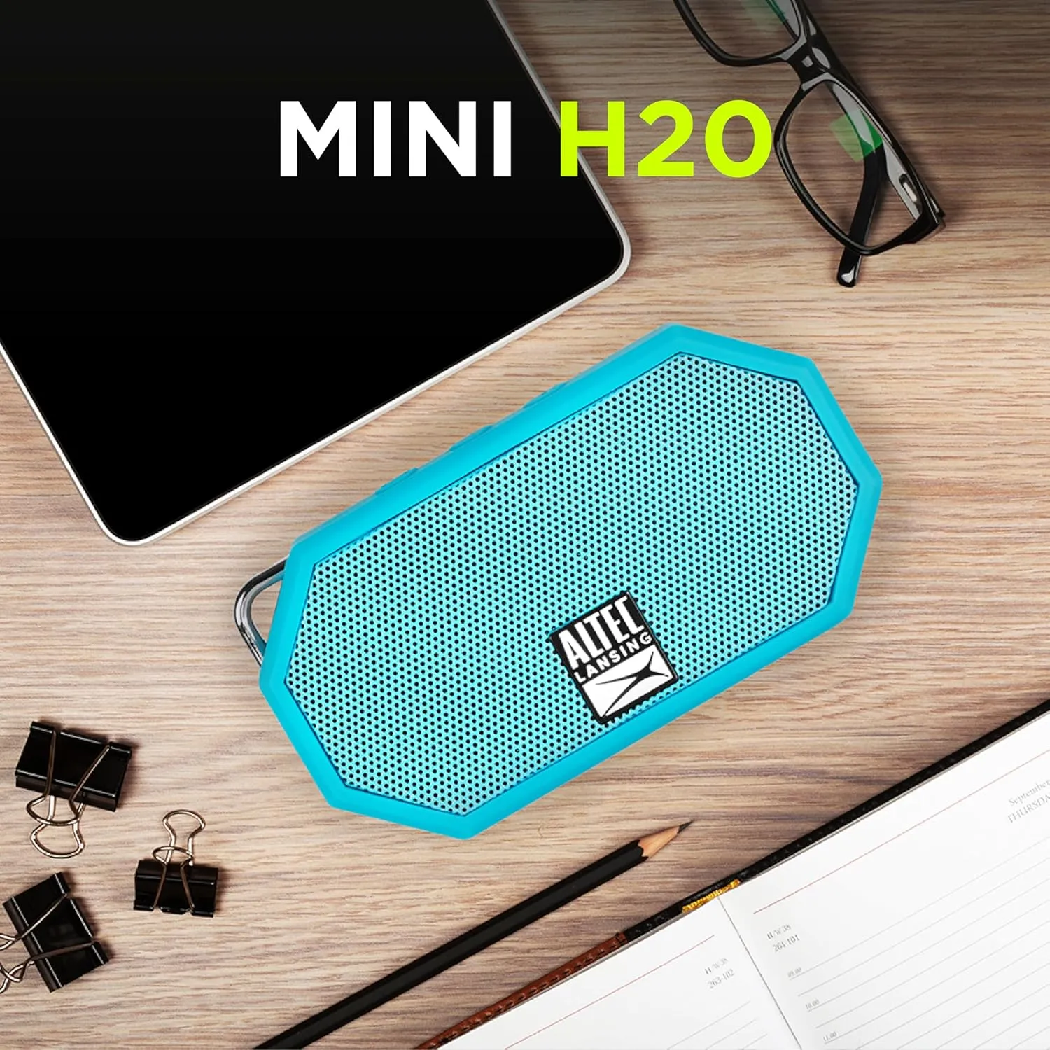 Altec Lansing Mini H2O - Waterproof Bluetooth Speaker, IP67 Certified & Floats in Water, Compact & Portable Speaker for Hiking, Camping, Pool, and Beach,Aqua