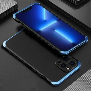 Aluminum Metal Armor case for iPhone 14 12 13 11 Pro Max Shockproof Back Cover for iPhone 13 12 Pro XS MAX XR 6 7 8 Plus X Cover,Black Blue,for iPhone 6 6S