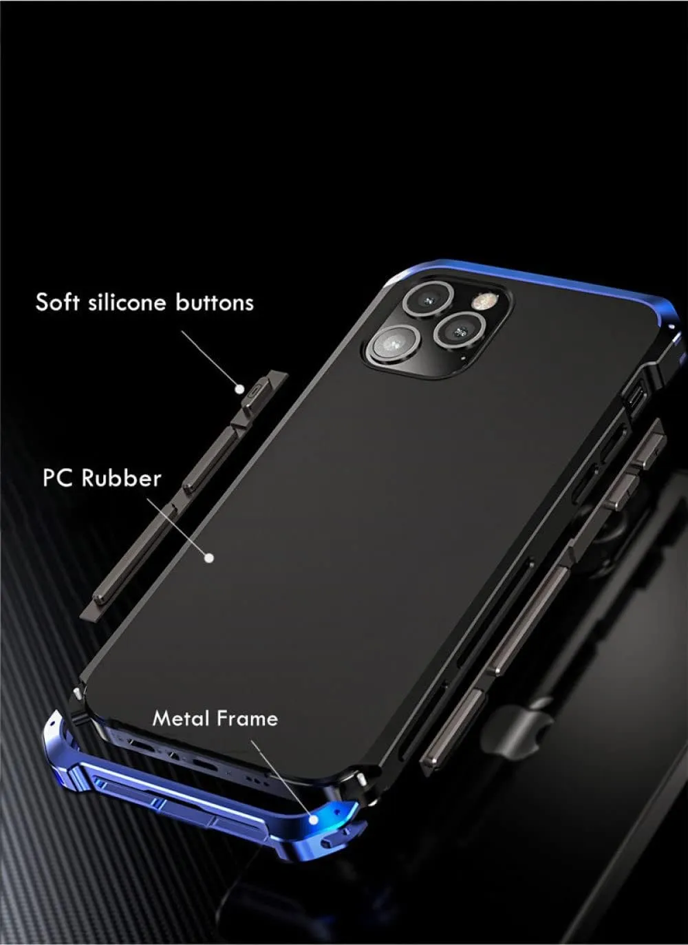 Aluminum Metal Armor case for iPhone 14 12 13 11 Pro Max Shockproof Back Cover for iPhone 13 12 Pro XS MAX XR 6 7 8 Plus X Cover,Black,for iPhone 6 6S