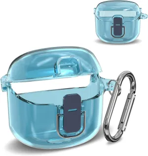 Anti-Drop Lock Compatible with JBL Tune Flex Case CoverHard PC Shell Clear Protective Portable Scratch Shock Dust Case for JBL Tune Flex with Keychain (Clear Blue)
