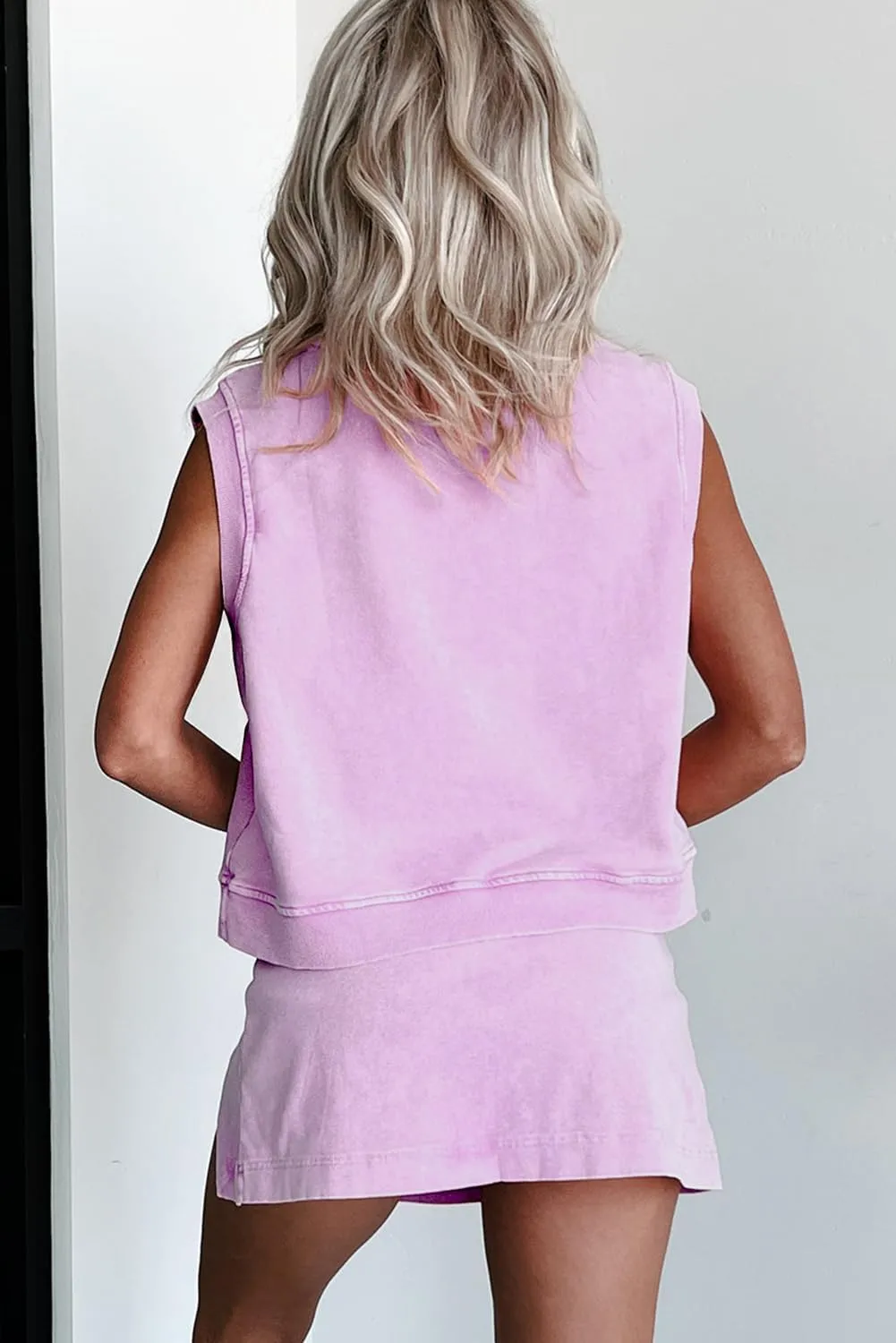 Apvirdy Two Piece Sets for Women Casual Mineral Wash Cotton Tank Top Lined Split Skirt Shorts Set Summer Outfits