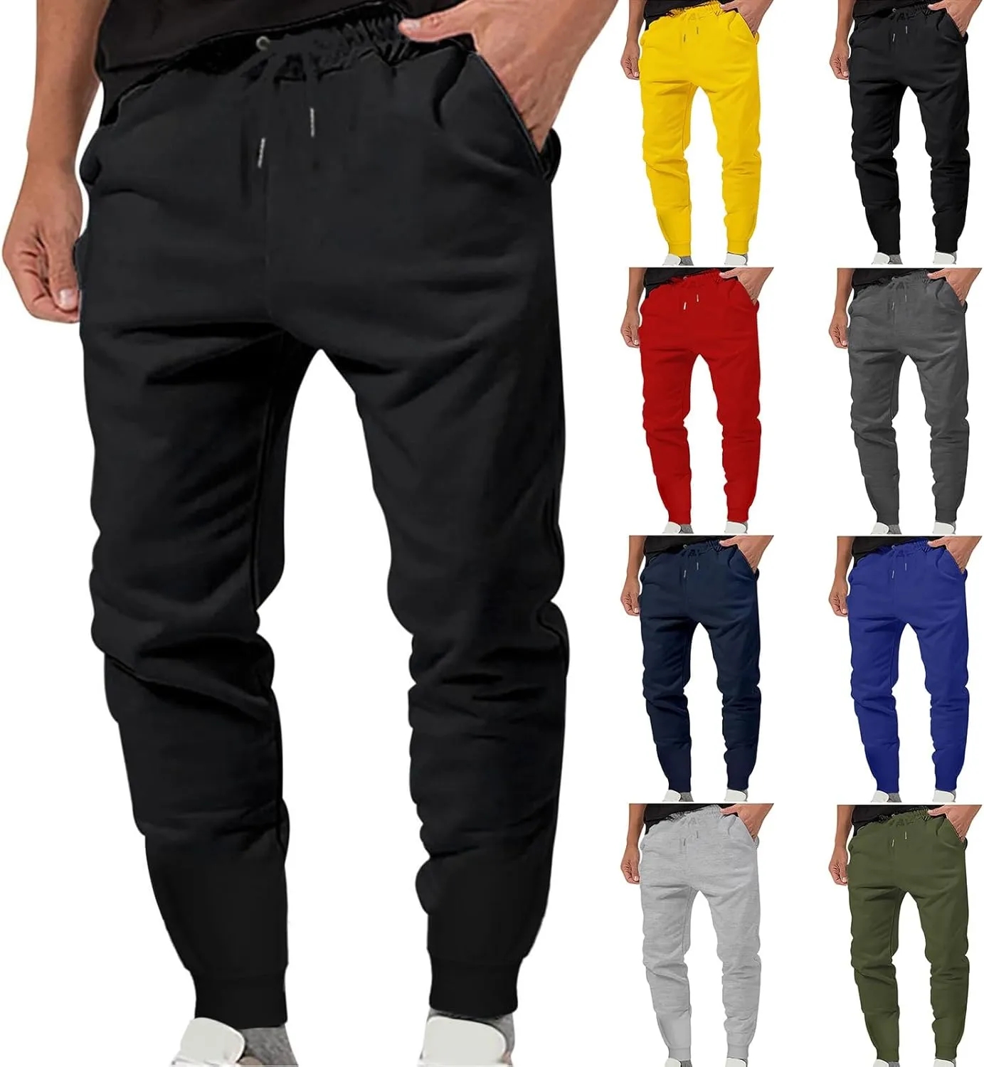 Athletic Sweatpants for Men Drawstring Elastic Waist Tapered Pants Slim Fit Stretch Pants Jogging Sport Sweatpants
