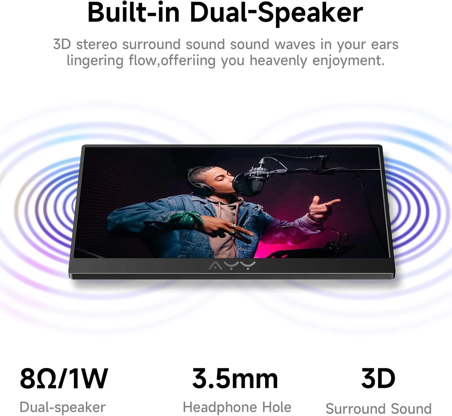 AYY Portable Monitor for Laptop 15 Inch FHD 1080P, USB-C/HDMI Travel Laptop Screen Extender Monitor Portable for PC/Mac/Phone/PS5/PS4/Xbox/Switch, HDR IPS Display with Smart Cover & Speakers, VESA