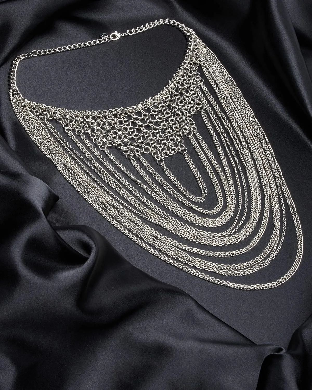 Badgley Mischka Women's Necklace - Elegant Layered Curb Chain Statement Collar Necklace Costume Jewelry