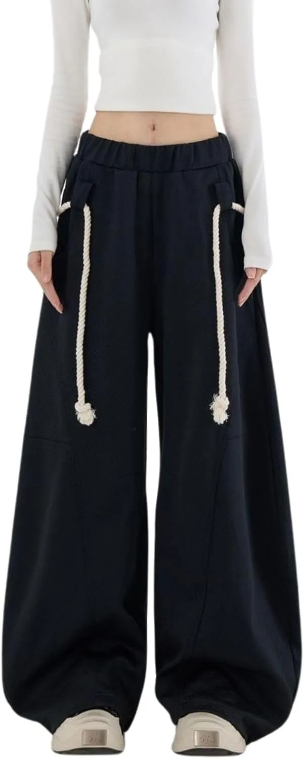 Baggy Sweatpants for Women Men High Waist Wide Leg Sweatpants Oversize Barrel Pants Casual Trousers
