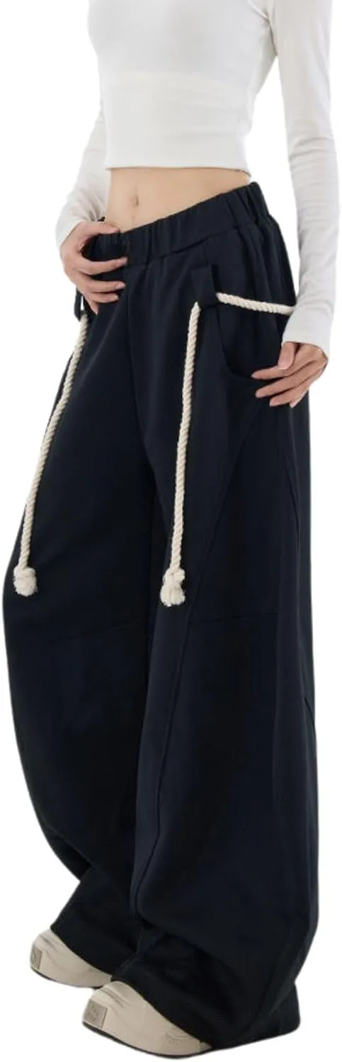 Baggy Sweatpants for Women Men High Waist Wide Leg Sweatpants Oversize Barrel Pants Casual Trousers