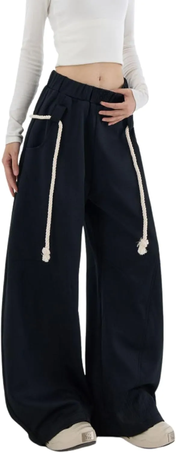 Baggy Sweatpants for Women Men High Waist Wide Leg Sweatpants Oversize Barrel Pants Casual Trousers