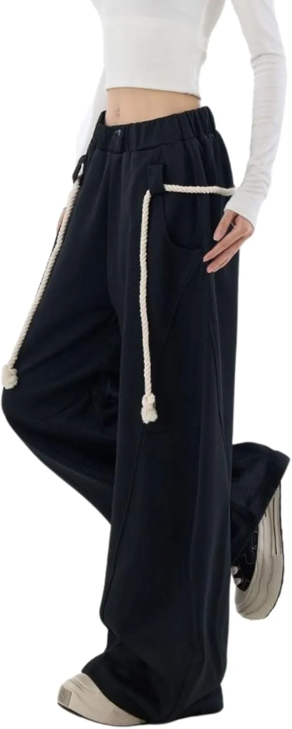 Baggy Sweatpants for Women Men High Waist Wide Leg Sweatpants Oversize Barrel Pants Casual Trousers