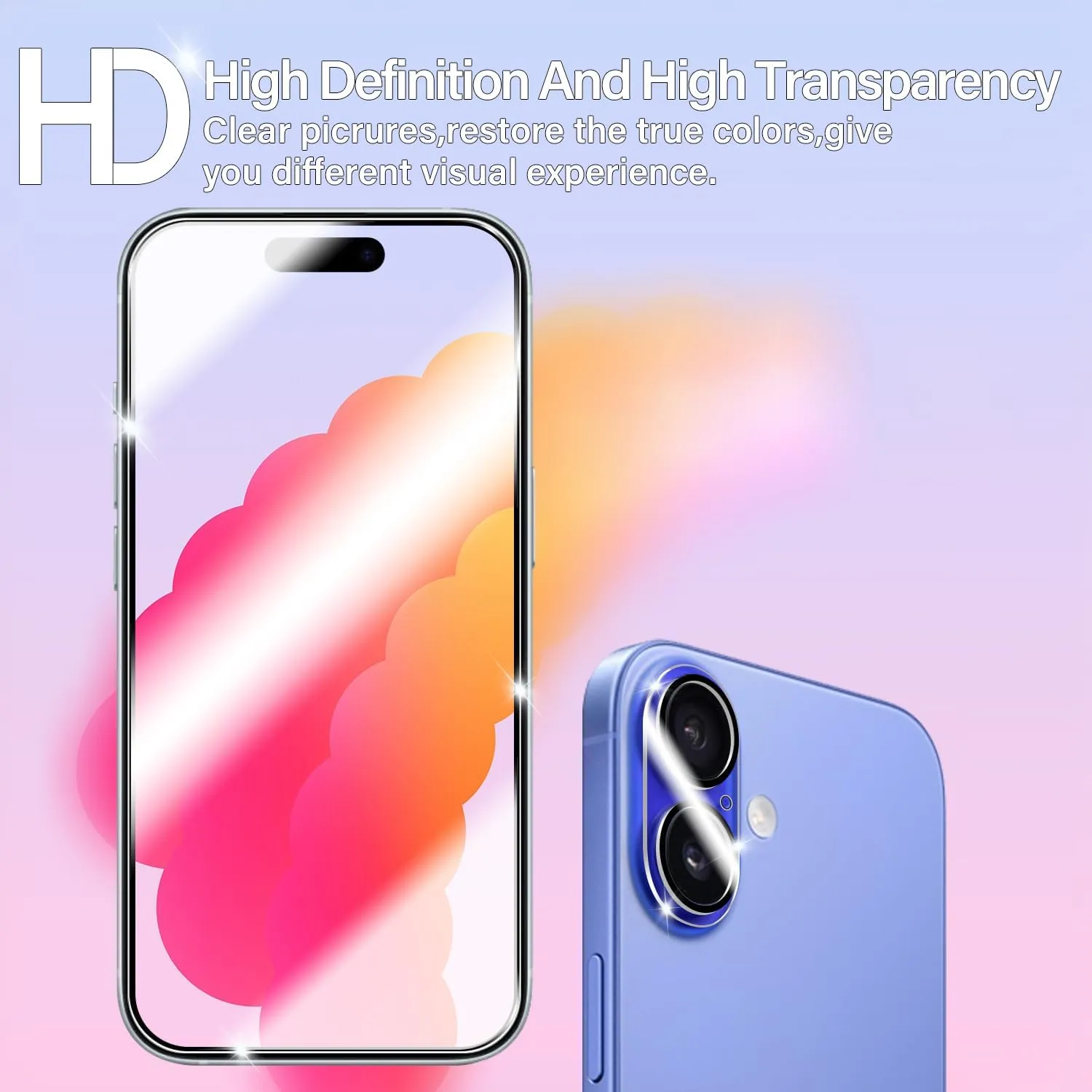 BIGFACE for iPhone 16 Screen Protector   Camera Lens Protectors, [2   2 Pack] Premium HD Tempered Glass, Anti-Bubble 3D Curved Accuracy Film for iPhone 16(6.1 Inch)
