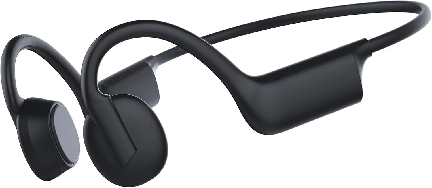 Bone Conduction Headphones Wireless Bluetooth 5.3, IPX5 Waterproof Open-Ear Headset with 8H Playtime, Secure Fit for Running Cycling Gym(Black)