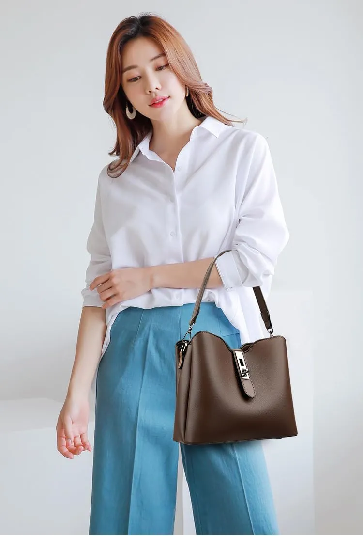 Bucket Bags for Women Vegan Leather Crossbody Bag Trendy Bucket Purses Vintage Shoulder Hobo Tote Handbag