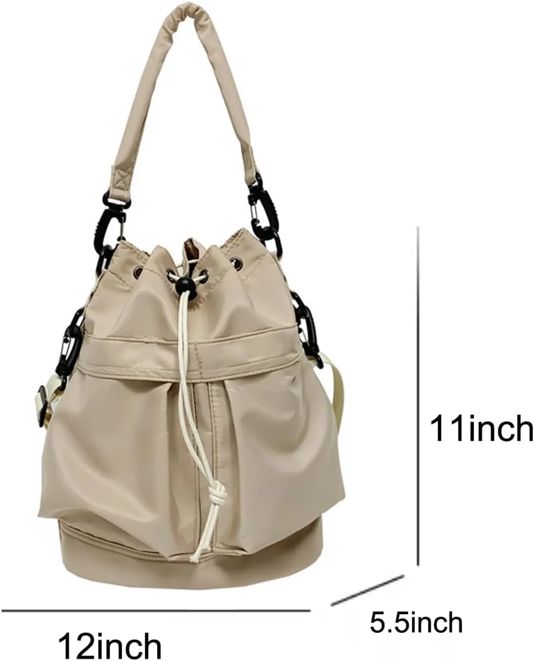 Bucket Shoulder Bags Drawstring Bucket Bag for Women Super Lightweight Nylon Crossbody Bag Tote Handbags for Travel Hiking (Green)