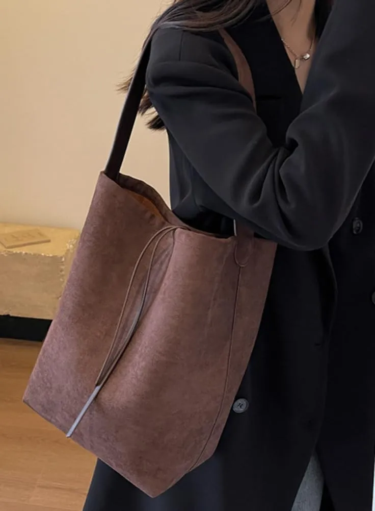 Bucket Suede Hobo Bags for Women Vegan Leather Handbag Bucket Shoulder Bag Purse Tote Handbag Fashion Designer Bag